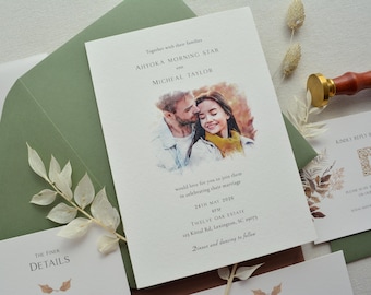 rustic wedding invitation, fall wedding invitations, autumn wedding invitation, watercolor wedding invitation, sample