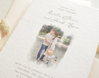 handmade paper wedding invitations, deckled edge invitation suite, sample wedding invitation suite, printed wedding invitation elegant