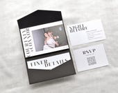 minimalist wedding invitation, modern invitation suite, pocket suite wedding invite, wedding invitation suite boho pocket
