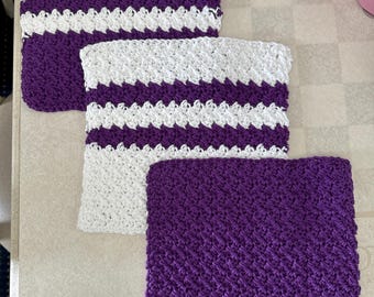 Hand Crocheted Cotton Wash Cloth Set - Durable Kitchen Dish Cloths