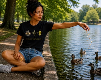 Wächter Sigil Tee | Mystisches Auge & Esoterische Symbole Gold Design | Roman-inspiriertes Fandom-Bekleidung
