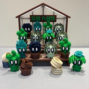 3D Printed Blob Plants | Cute Succulent & Cactus Figures | Twisting Plant Pot | Greenhouse Display Option | Quirky Desk Decor | Gift Idea