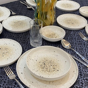 Beige Rustic Porcelain Dinnerware Set, Serving Plate, Cake Plate, Salad Bowl, Soup Bowl, Tableware Set for 1, 2, 4, 6, 8, 10, 12 person
