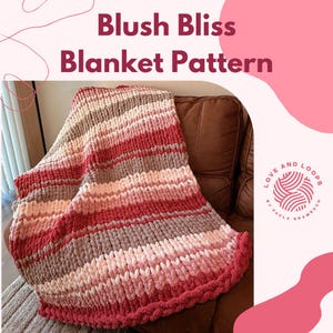 Finger Knitting Pattern – Blush Bliss Blanket PDF, Cozy Beginner-Friendly Blanket, DIY Colorful Throw - (PDF pattern only, not a video)