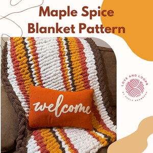 Finger Knitting Pattern – Maple Spice Blanket PDF, Cozy Beginner-Friendly Blanket, DIY Colorful Throw - (PDF pattern only, not a video)