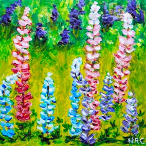 Bright and Cheerful Lupine Flowers Acrylic Painting