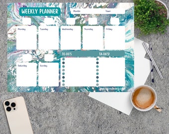 Downloadable Weekly Planner, Monday to Sunday, Printable Weekly Planner, Abstract Design
