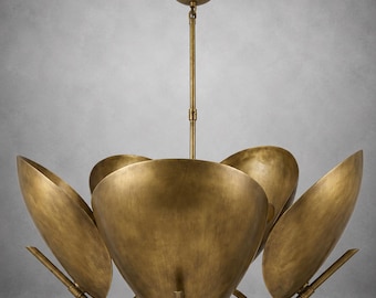 Moderne 5-lichts messing kroonluchter, antieke gouden hanger uit het midden van de eeuw, verstelbare hangende plafondlamp voor woonkamer, keukeneiland