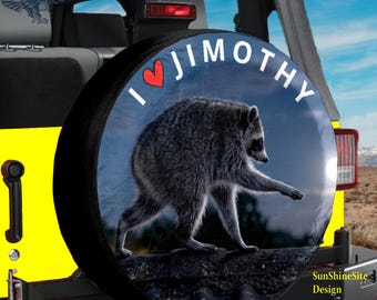 Jimothy raccoon Tire Cover famous raccoon wheel cover animal present  for Jeep, Birthday gift idea Fits with/without Backup Camera hole