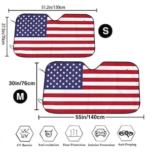 American Flag Car SunShade Car Patriotic USA Flag Windshield Cover US Flag for Veterans & Proud Americans Military Dad Patriots Gift