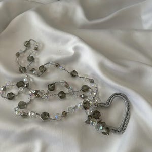 Necklace with Crystals Handmade Crochet