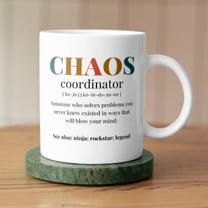 Chaos Coordinator Mug – Funny Office Gift, Problem Solver Design