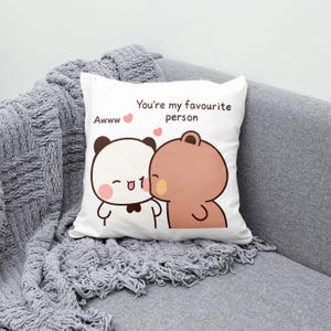 Cute Kawaii Panda Bear Couple Digital Art Print - Romantic Gift Design