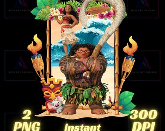 Moana 2 PNG, Moana 2 movie PNG, Moana 2 Shirt, Maui, High Quality, Cricut, Cake Topper, Instant Download, Transparent, Printable File, Moana