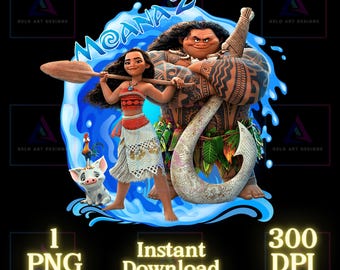 Moana 2 PNG, Moana 2 movie PNG, Moana 2 Shirt, Maui, High Quality, Cricut, Cake Topper, Instant Download, Transparent, Printable File, Moana