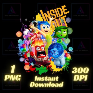 Inside Out PNG, inside out shirt, High Quality Cricut sticker Instant Download Digital File Printable Image inside out movie, transparent