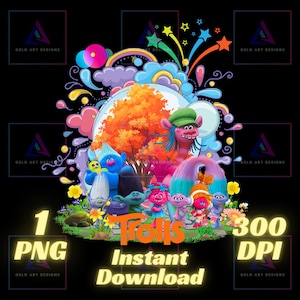 Trolls film PNG, trolls shirt png, Queen Poppy Png, transparant beeld, trolls png, digitaal bestand, instant download, Trolls Band samen