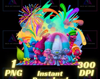 Trolls Movie PNG, trolls shirt png, Queen Poppy Png, Transparent Image, trolls png, digital file, instant download, Trolls Band together