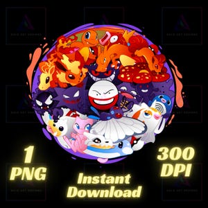 Pokemon PNG Cricut T shirt Sublimation Sticker Wall Paper Clip art Tumbler Wrap Transparent Images Printable Digital Files Instant Pikachu