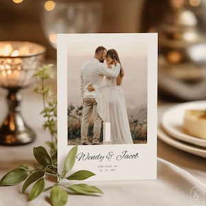 Wedding Table Numbers Template, Photo Table Numbers, Wedding Editable Table Numbers Cards,  Modern, Minimalist Photo Cards for Reception