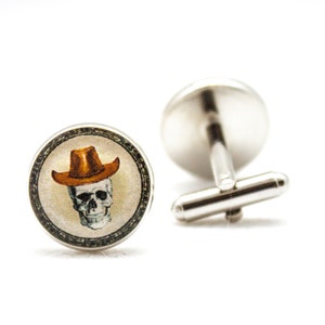 Schädel Manschettenknöpfe / Schädel Cowboy Manschettenknöpfe, Trauzeugen Geschenk