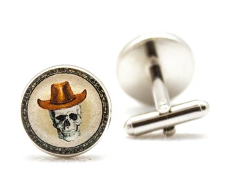 Gemelos de calavera / Gemelos de vaquero con calavera, regalo para padrinos de boda