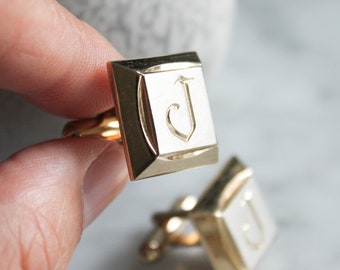 Vintage Monogram Cufflinks / Antique Gold Silver Letter Cuff links