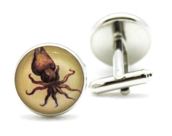 Squid Cufflinks / Squid Cuff Links, Funny Gifts for Him