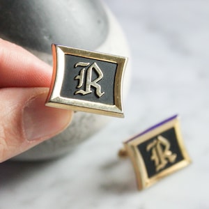 Gemelos con monograma vintage / Gemelos con letras, Gemelos Hickok antiguos