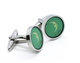 Crescent Moon Cufflinks / La Luna Cuff Links, Celestial Astrology Gift, Groomsmen Gifts for Groom Cufflinks