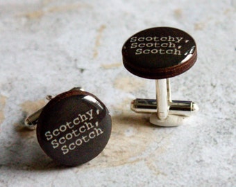 Scotchy Scotch Scotch Cufflinks / Scotch Cuff Links, Whiskey Gift