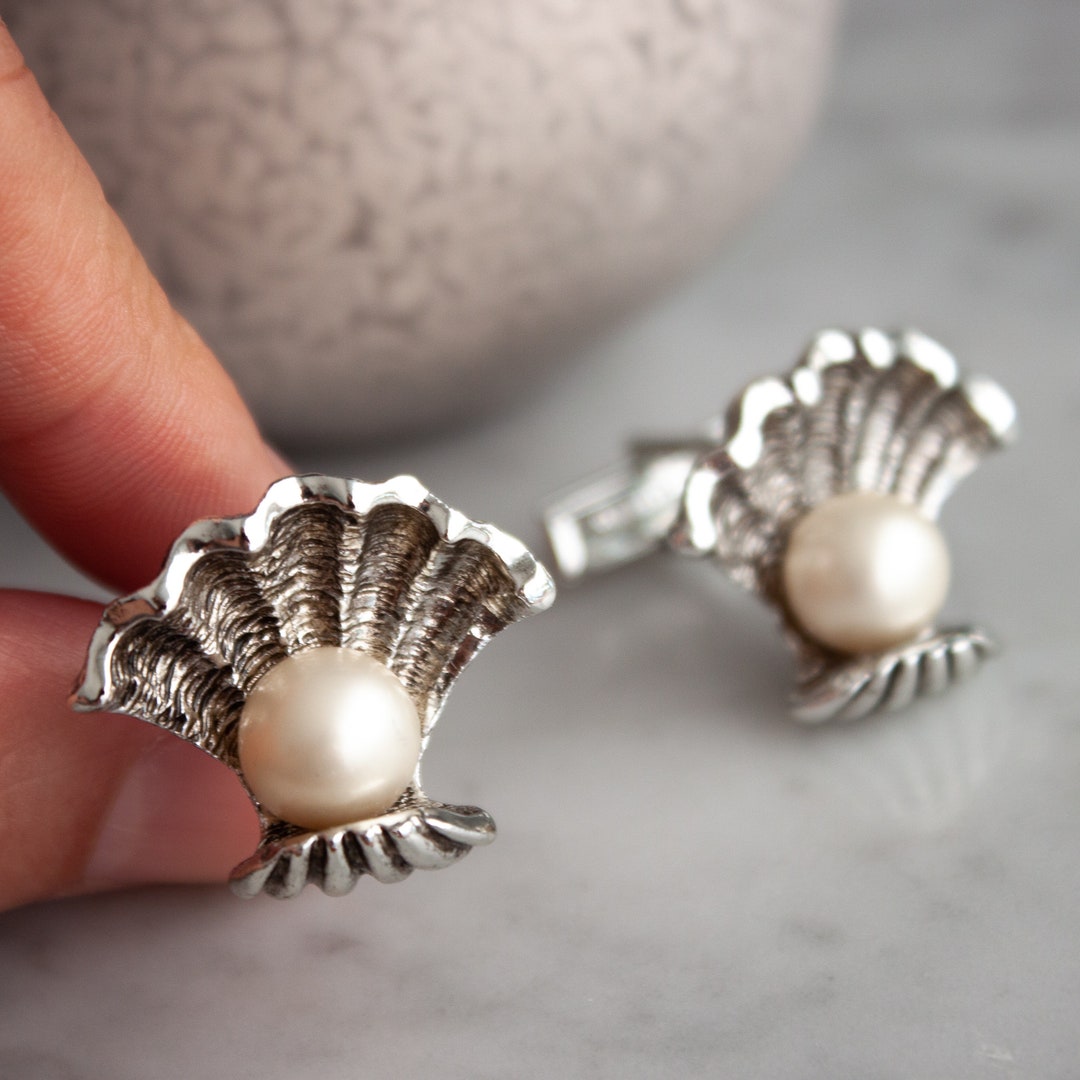 Shell Cufflinks Vintage Sea Shell Pearl Cufflinks / Antique Judy Lee Cuff Links for ...