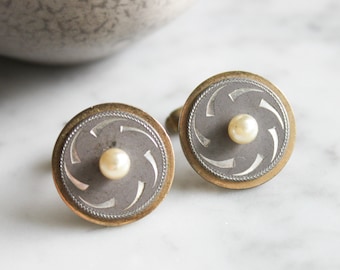 Vintage Space Age Cufflinks / Antique Celestial Retro Geeky Cuff Links Groomsmen