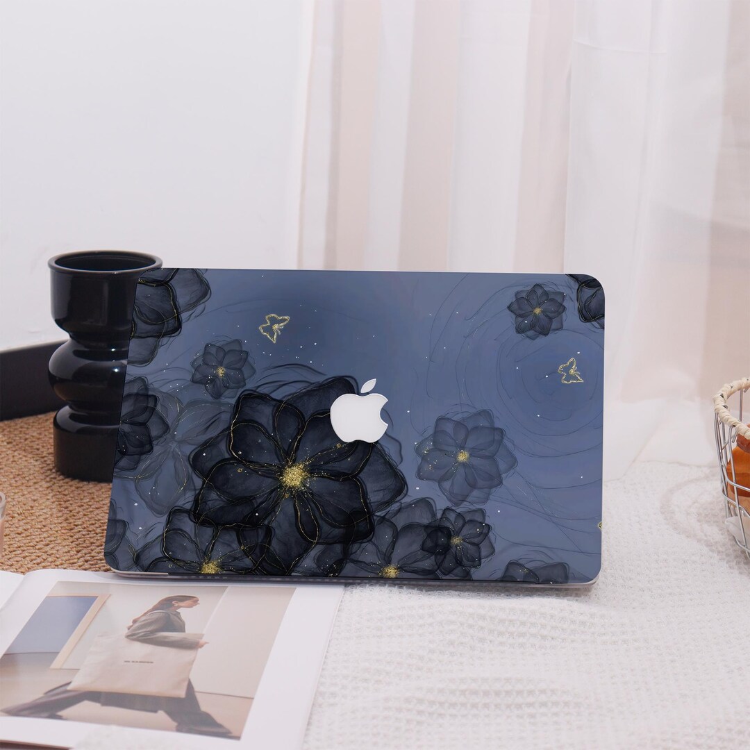 Dark Colored Flowers MacBook Case Protective Case Laptop Cover for ...