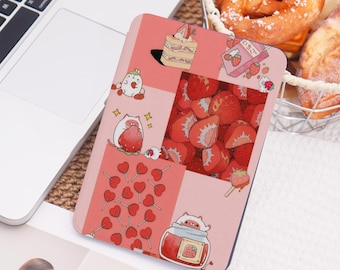 Strawberry Theme Collage All New Kindle Case With Hand Strap for Paperwhite 1/2/3/4,Paperwhite Cover for Kindle 12/10/11,Kindle Acrylic Case
