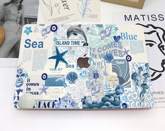 Blue Sea Collage MacBook Case Hard Protective Case Laptop Cover for MacBook Air 13 Macbook Pro 13 14 16 15 Air 13 12 Inch Mac Case NC0292