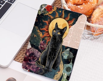 Black Cat Illustration All New Kindle Case With Hand Strap for Paperwhite 1/2/3/4,Paperwhite Cover for Kindle 12/10/11th,Kindle Acrylic Case
