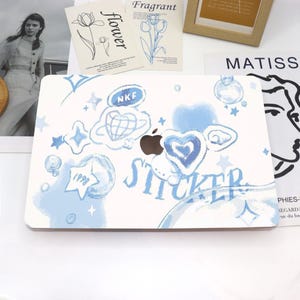 Joli étui bleu dessin animé pour MacBook, étui de protection rigide, housse d'ordinateur portable pour MacBook Air 13, Macbook Pro 13 14 16 15 Air 13, étui Mac 12 pouces NC0292