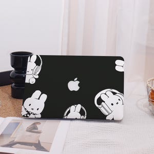 Cartoon Bunny with Headphones MacBook Case Protective Case Laptop Cover For MacBook Air 13,Macbook Pro 14/15 Mac Case,Pro 16 Case 2023/2024