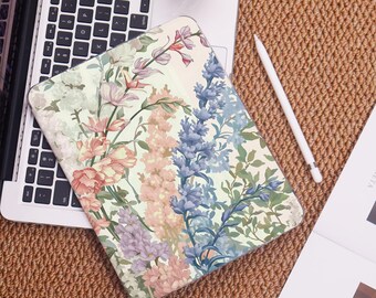 Colorful Floral Pattern iPad Case with Pen Holder for 2025 Air 7-11″,Custom iPad Mini 6/7 Cases iPad Cover, iPad Pro 2024,iPad 10/9/8th Case