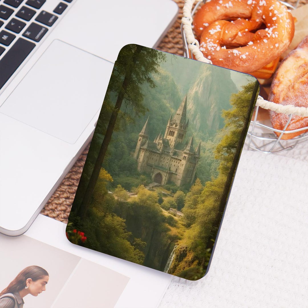 Forest Castle Illustration All New Kindle Case With Hand Strap for ...