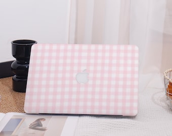 Pink Gingham Pattern All New MacBook Case Protective Case Laptop Cover For MacBook Air 13,Macbook Pro 14/15 Mac Case,Pro 16 Case 2023/2024