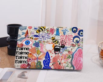 Bunte Collage mit Zitaten MacBook Hülle Schutzhülle Laptop Cover Für MacBook Air 13,Macbook Pro 14/15 Mac Hülle,Pro 16 Hülle 2023/2024