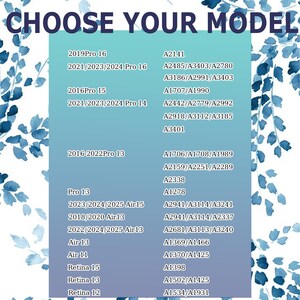 May include: A list of device models and their corresponding codes, with the text "CHOOSE YOUR MODEL" at the top. The list includes models like "2019Pro 16", "2021/2023/2024 Pro 16", and "2016Pro 15", among others.