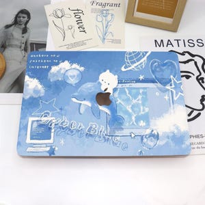 Cute Blue Cartoon MacBook Case Hard Protective Case Laptop Cover for MacBook Air 13 Macbook Pro 13 14 16 15 Air 13 12 Inch Mac Case NC0292