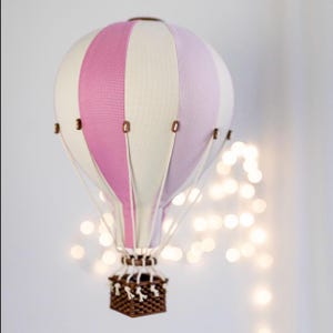 Globo aerostático personalizado color lila, crema y rosa con letra personalizada | Decoración de pared para guardería | Regalo de baby shower | Primer cumpleaños | Bautizo