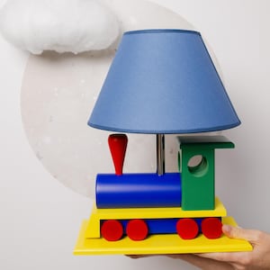 Locomotive Wooden Light | Train Light | Night Table Lamp Locomotive | Adventure Room Decoration |  Kids Room Vintage Lamp| Lamp for Boy