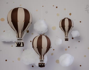 Gepersonaliseerde chocolade - beige luchtballon met aangepaste letter | Decoratie voor de kinderkamer | Babyshowercadeau | Eerste verjaardag | Doop