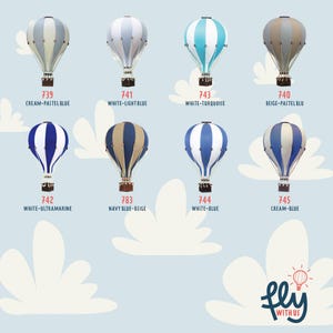 Personalisierter Heißluftballon | Wanddeko fürs Kinderzimmer | Geschenk zur Babyparty | Ballon für den ersten Geburtstag | Deckendekoration fürs Babyzimmer