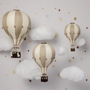Globo Aerostático Beige - Crema Personalizado con Letra Personalizada | Decoración de pared para guardería | Regalo de baby shower | Primer cumpleaños | Bautizo